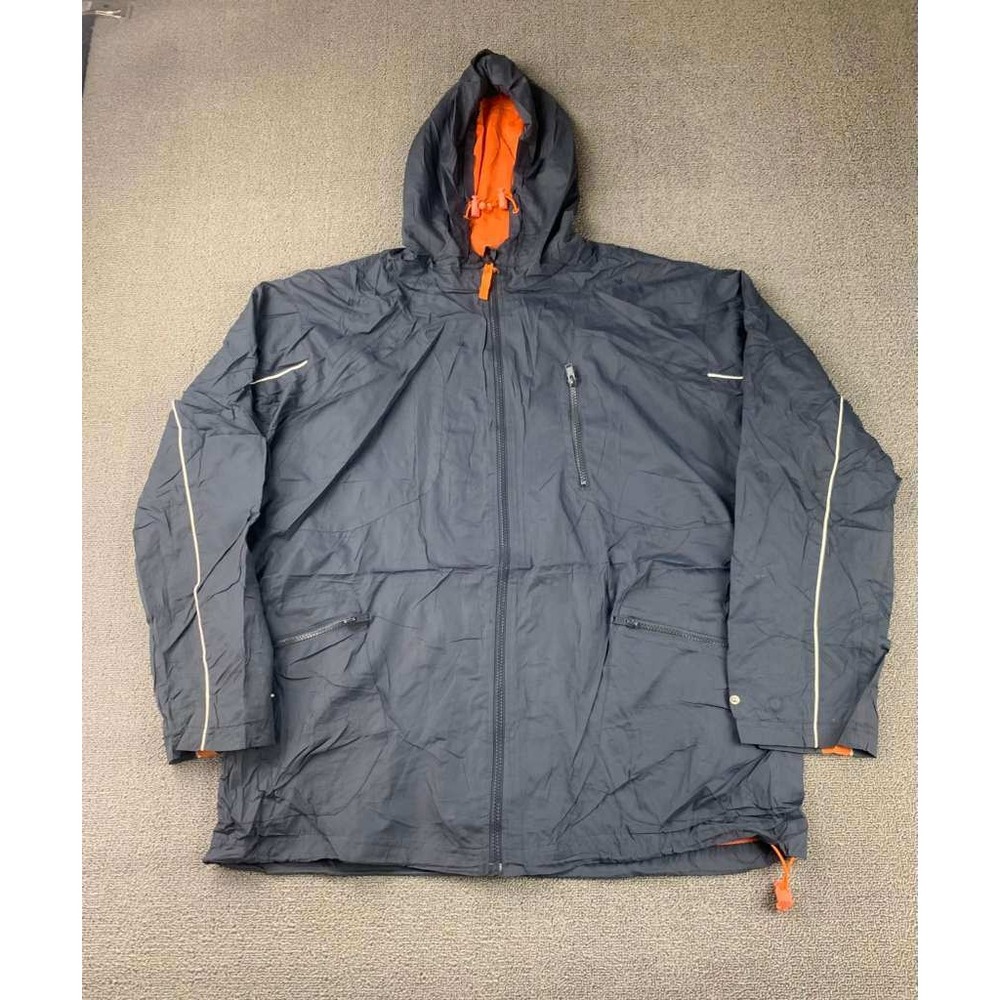Vintage Wilson Windbreaker Jacket Men M Gray Hooded Mesh Lined Full Zip Rain Y2K